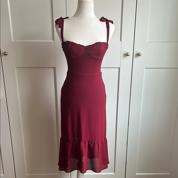 Reformation Nikita Burgundy Midi Dress | 6P - Picture 1 of 6